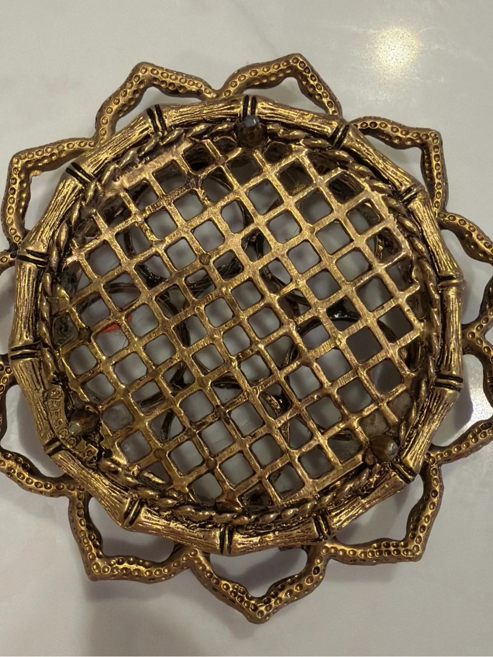 Vintage Hollywood Regency Gresco Gold Gilt Co. 6 Space Lipstick Holder Vanity